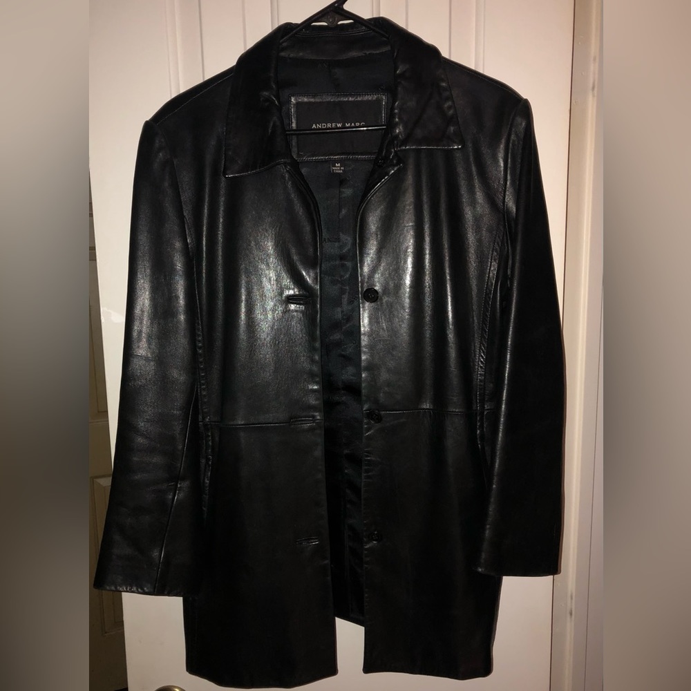 Andrew Marc Women’s Leather Jacket Button-Up Size Medium